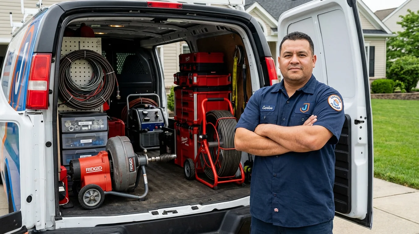 Professional drain cleaning equipment and Johns Plumbing LLC plumber in Edgar